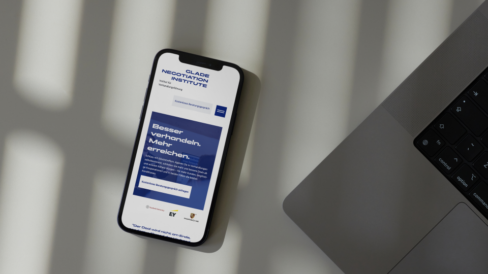 Mobile Ansicht Website Glade Negotiation Institute
